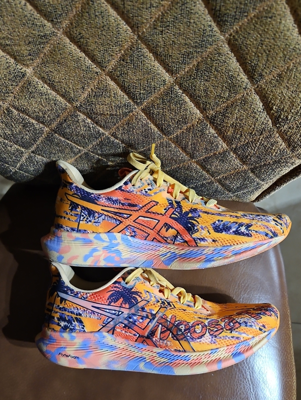 Asics Noosa Tri 14 Tropical Orange Pop Lace Up Sneakers Running Shoes Palm Tree - Picture 3 of 8